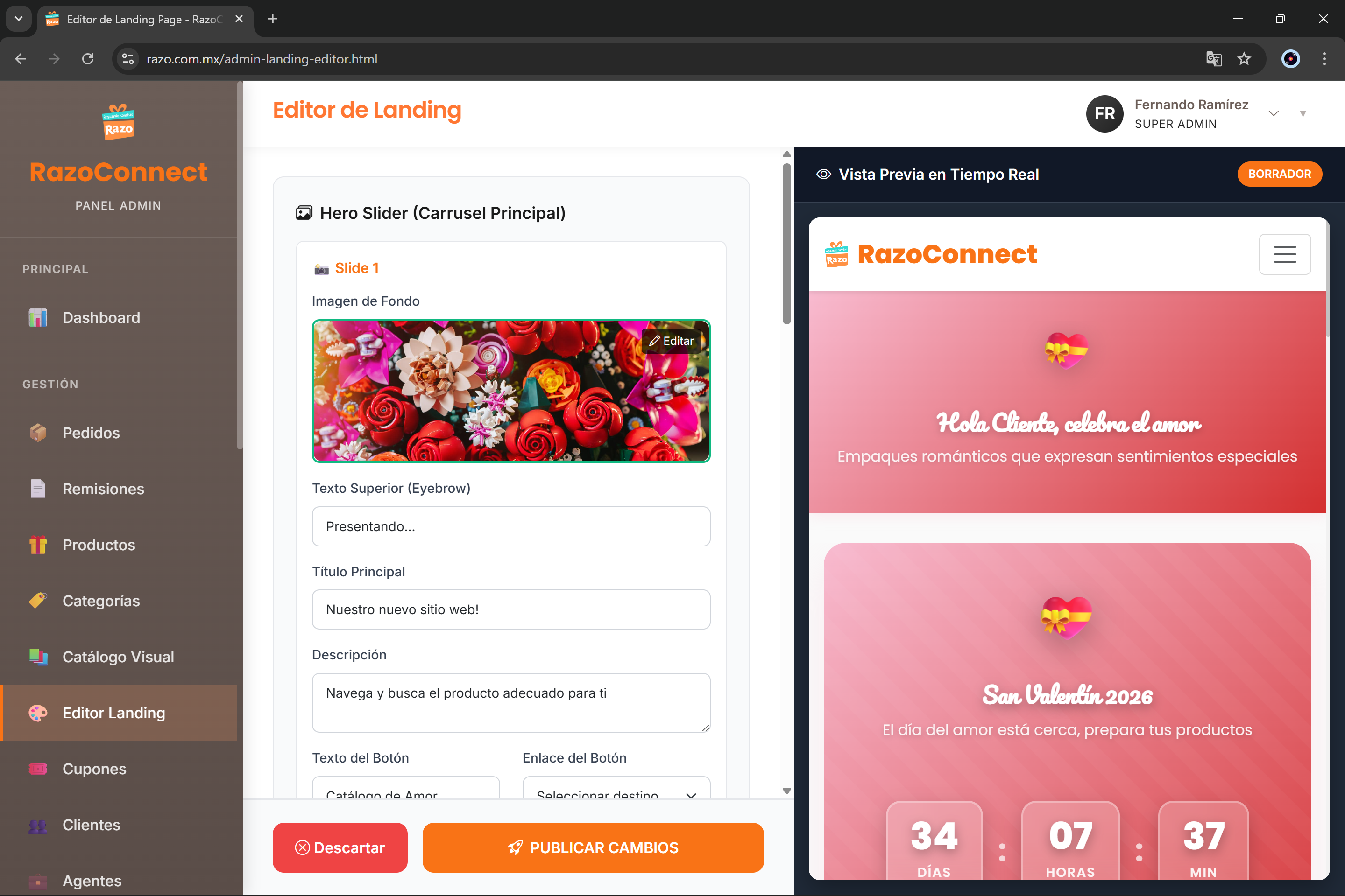 RazoConnect - Personalización de landing page