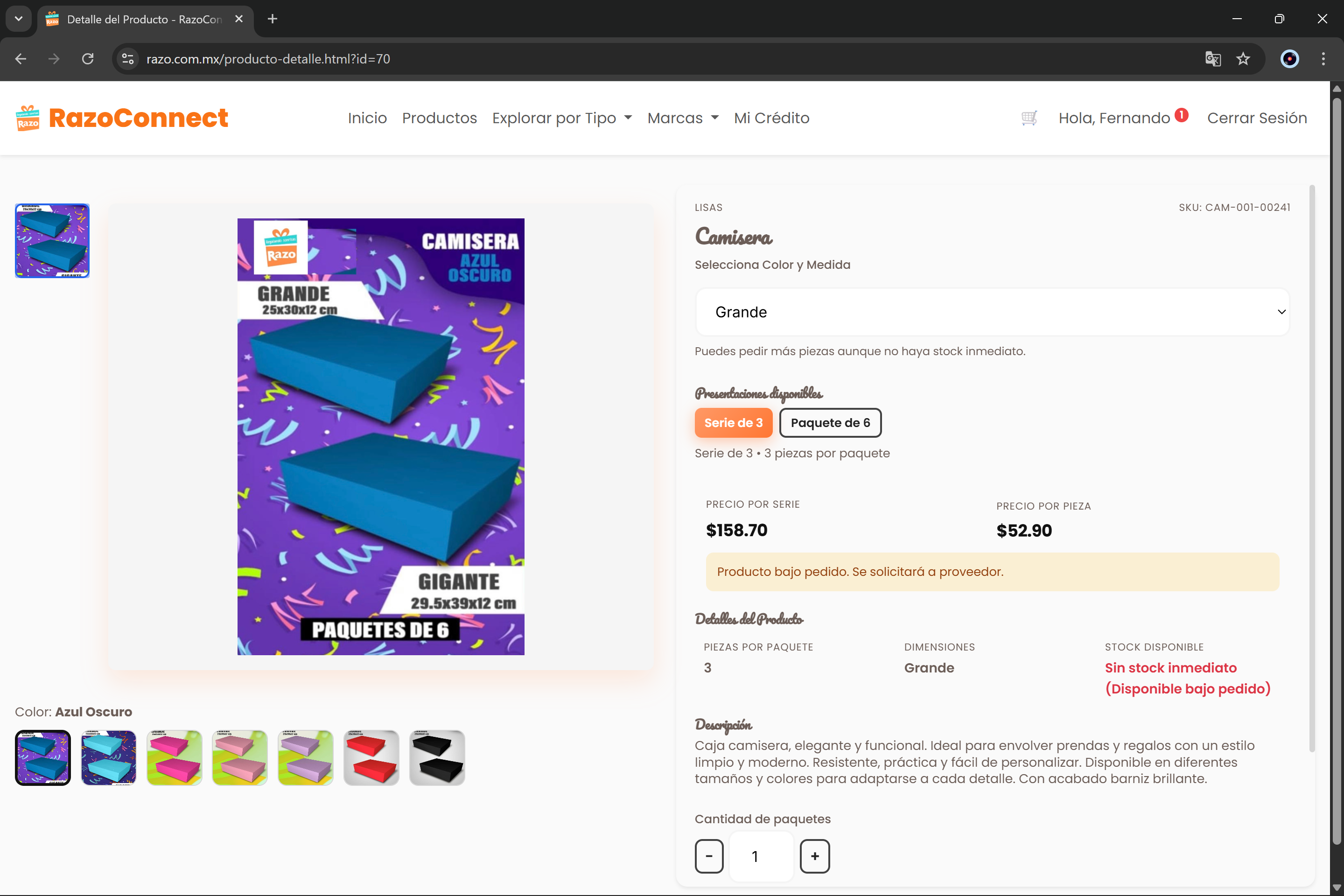 RazoConnect - Módulo de productos